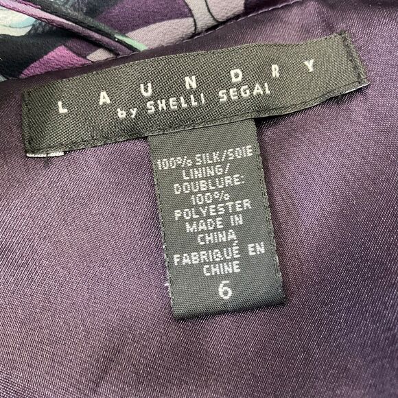 VTG. LAUNDRY Shelli Segal Fairy silk slip Dress Women's 6 purple artsy w pin - Picture 6 of 11